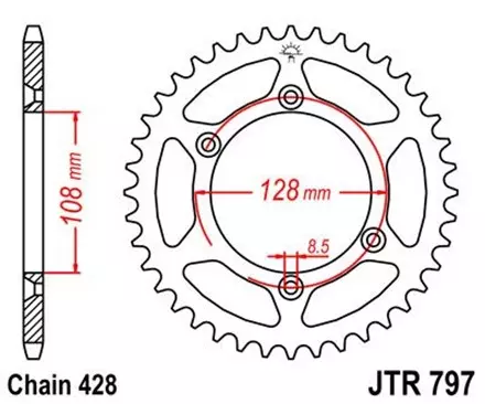 Звезда задняя JT JTR797.57 для мотоциклов