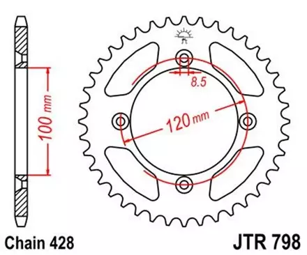 Звезда задняя JT JTR798.49 для мотоциклов
