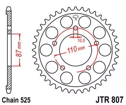 Звезда задняя JT JTR807.44 для мотоциклов