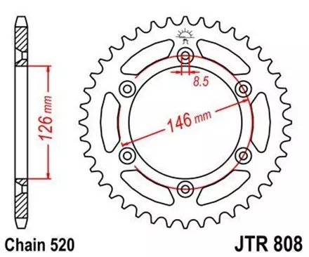 Звезда задняя JT JTR808.41 для мотоциклов