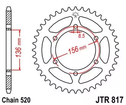 Звезда задняя JT JTR817.46 для мотоциклов
