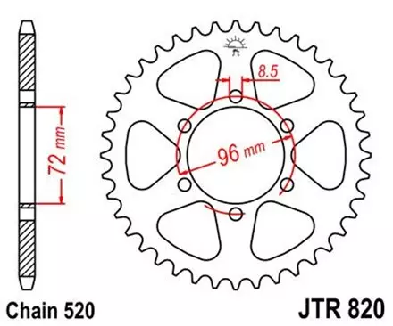 Звезда задняя JT JTR820.42 для мотоциклов