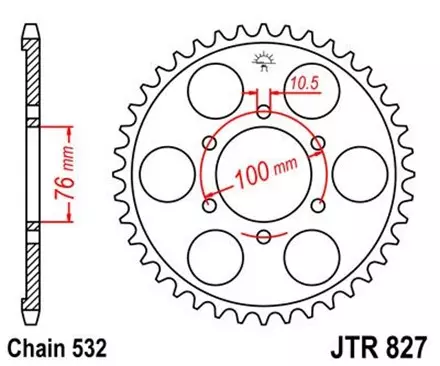 Звезда задняя JT JTR827.52 для мотоциклов