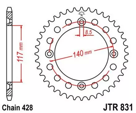 Звезда задняя JT JTR831.46 для мотоциклов