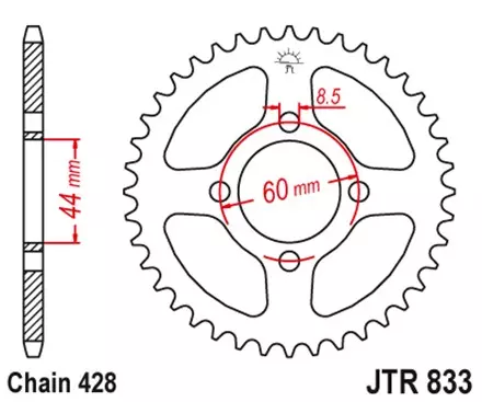 Звезда задняя JT JTR833.43 для мотоциклов