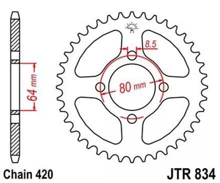 Звезда задняя JT JTR834.45 для мотоциклов