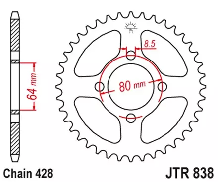 Звезда задняя JT JTR838.37 для мотоциклов