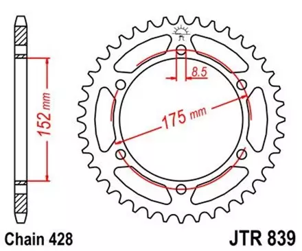 Звезда задняя JT JTR839.57 для мотоциклов