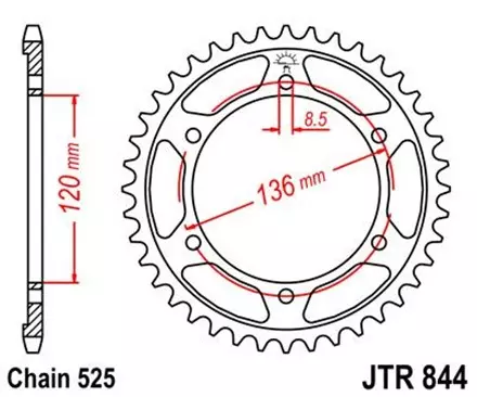 Звезда задняя JT JTR844.44 для мотоциклов