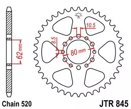 Звезда задняя JT JTR845.43 для мотоциклов