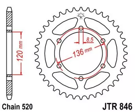 Звезда задняя JT JTR846.45 для мотоциклов