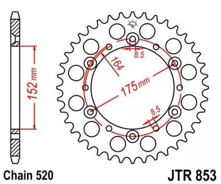 Звезда задняя JT JTR853.45 для мотоциклов