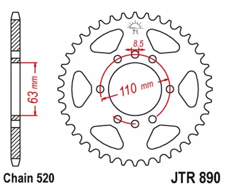Звезда задняя JT JTR890.45 для мотоциклов
