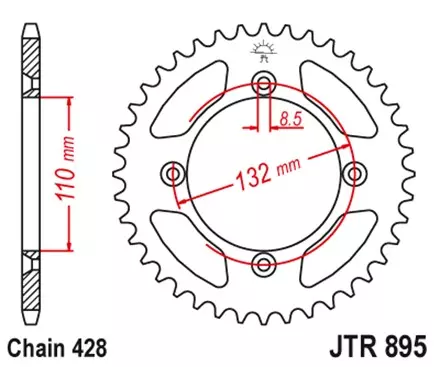 Звезда задняя JT JTR895.49ZBK для мотоциклов
