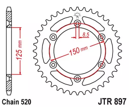 Звезда задняя JT JTR897.51SC для мотоциклов