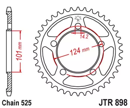 Звезда задняя JT JTR898.42 для мотоциклов